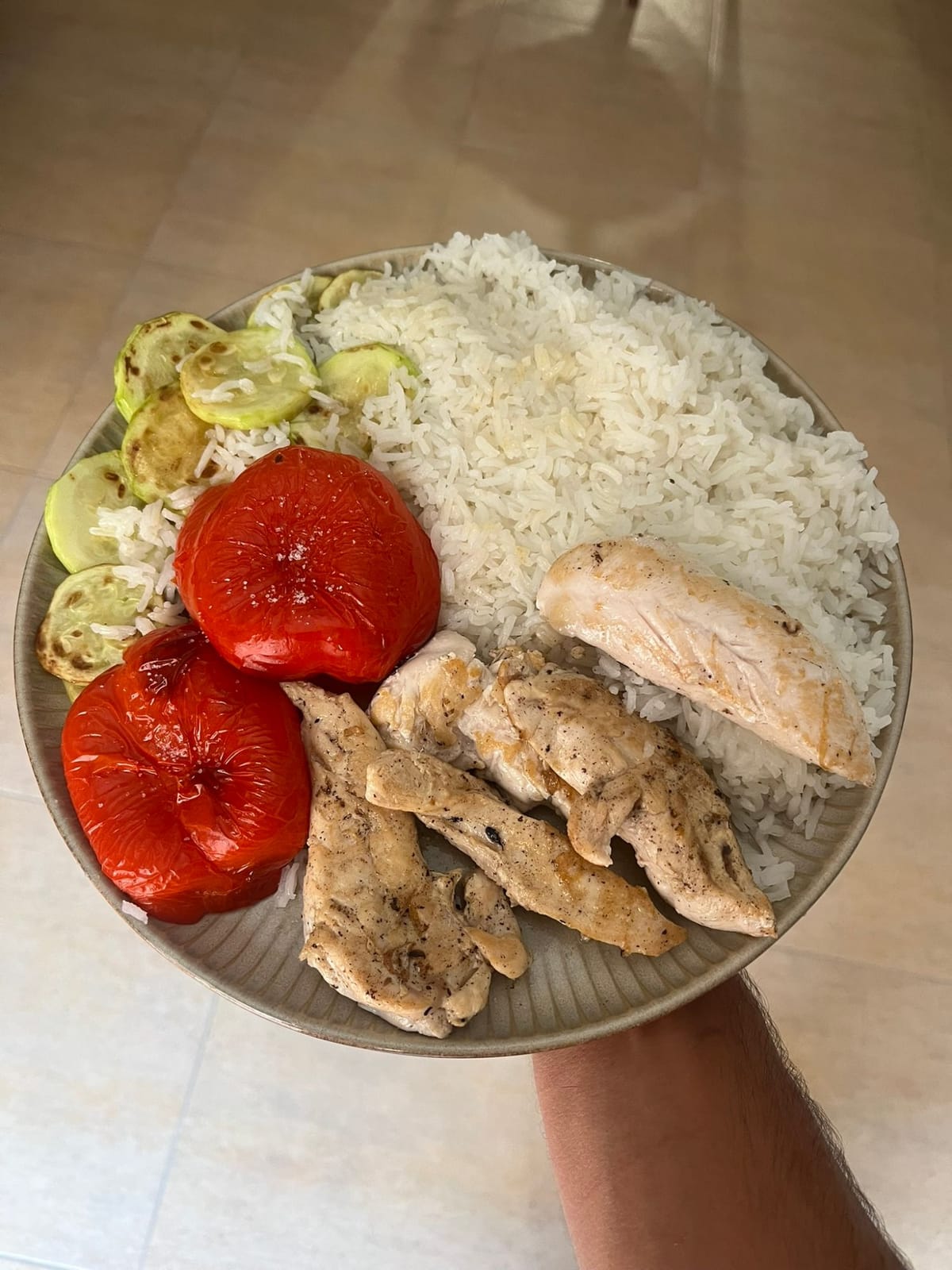 Pollo, arroz y verdura
